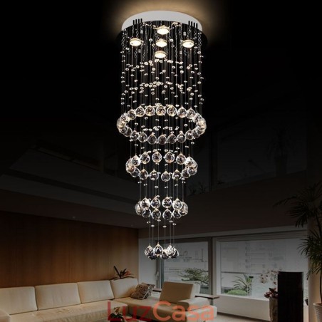 Lustre de cristal contemporâneo elegante luminária de teto duplex escada Lustre de cristal contemporâneo elegante luminária de teto duplex escada