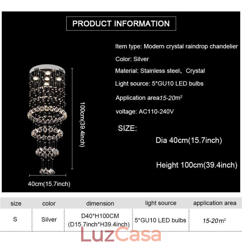Lustre de cristal contemporâneo elegante luminária de teto duplex escada