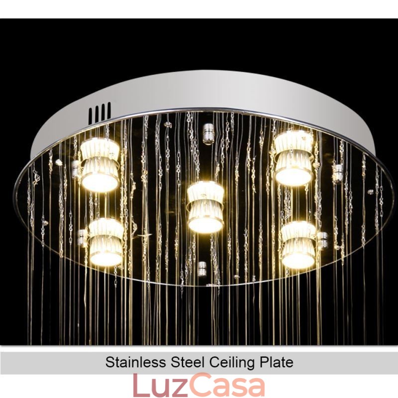 Lustre de cristal contemporâneo elegante luminária de teto duplex escada