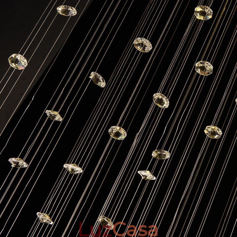 Lustre de cristal contemporâneo elegante luminária de teto duplex escada