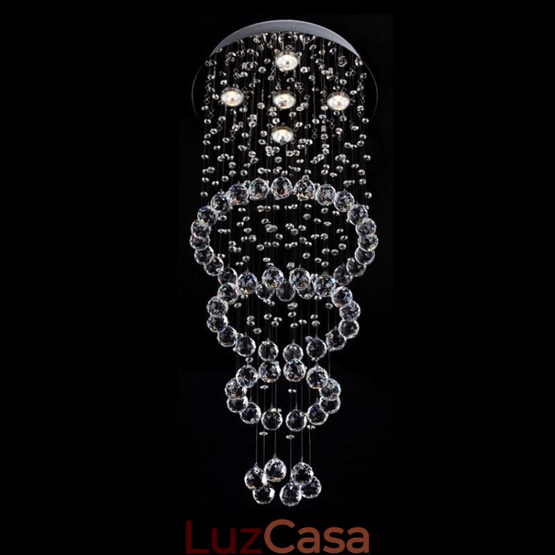 Lustre de cristal contemporâneo elegante luminária de teto duplex escada