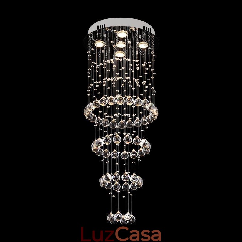Lustre de cristal contemporâneo elegante luminária de teto duplex escada