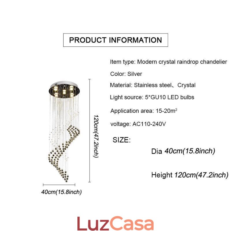 Elegante lustre de cristal Raindrop luzes de teto Foyer