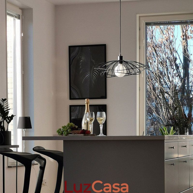 Lustre moderno de chapéu, decoração minimalista, luz pendente, 1 luz