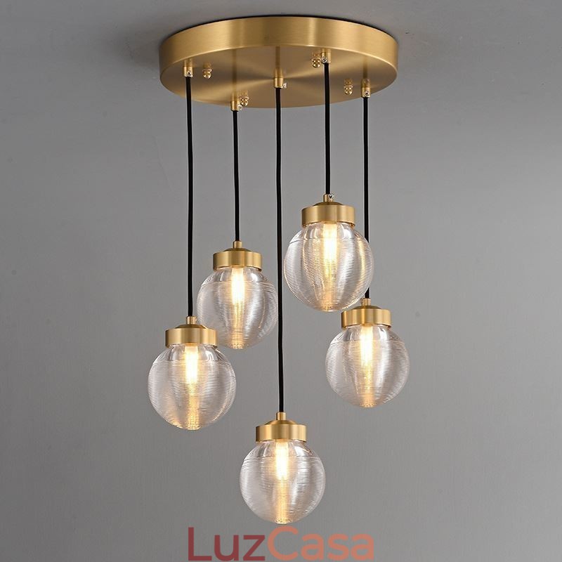 Luminária pendente de cluster americana, luminária de teto luxuosa de bola de vidro