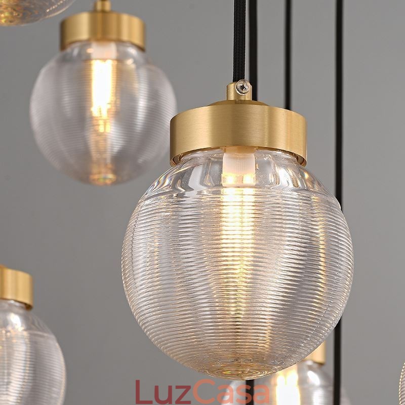 Luminária pendente de cluster americana, luminária de teto luxuosa de bola de vidro