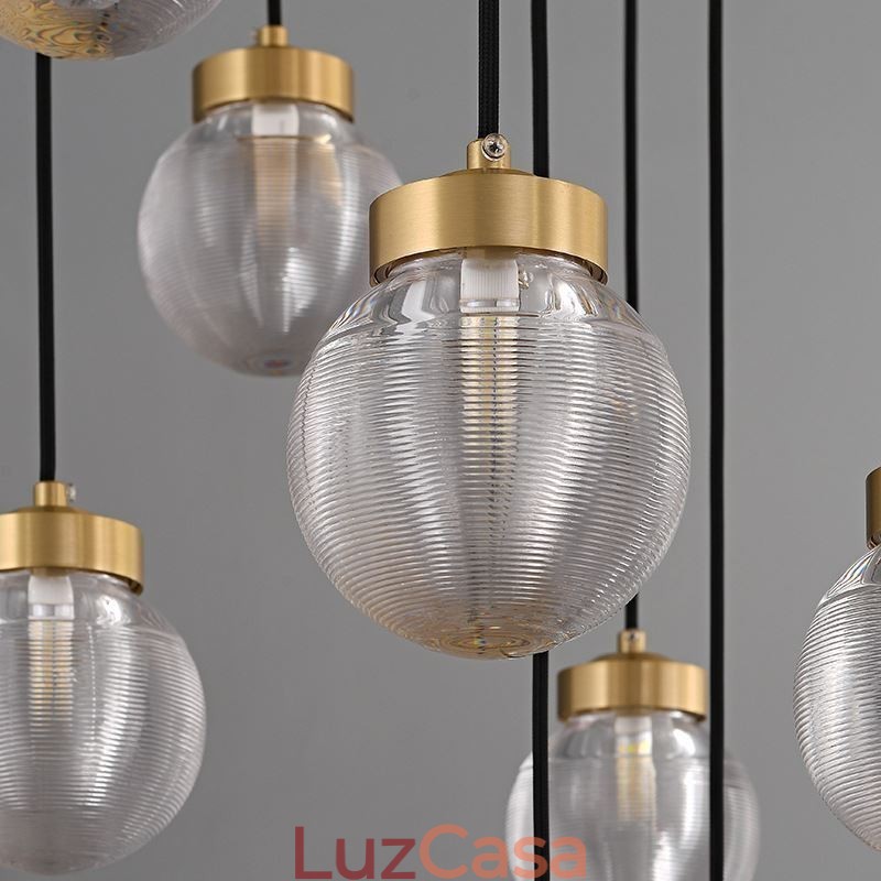 Luminária pendente de cluster americana, luminária de teto luxuosa de bola de vidro