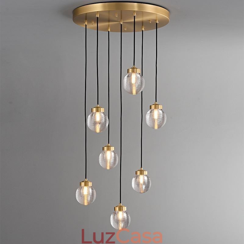 Luminária pendente de cluster americana, luminária de teto luxuosa de bola de vidro