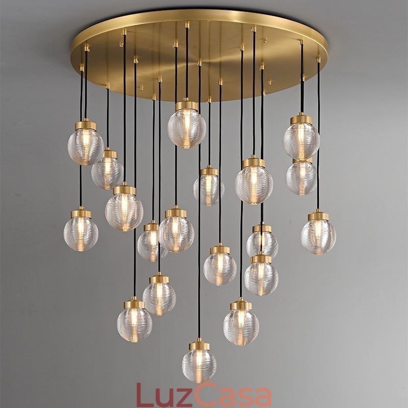 Luminária pendente de cluster americana, luminária de teto luxuosa de bola de vidro