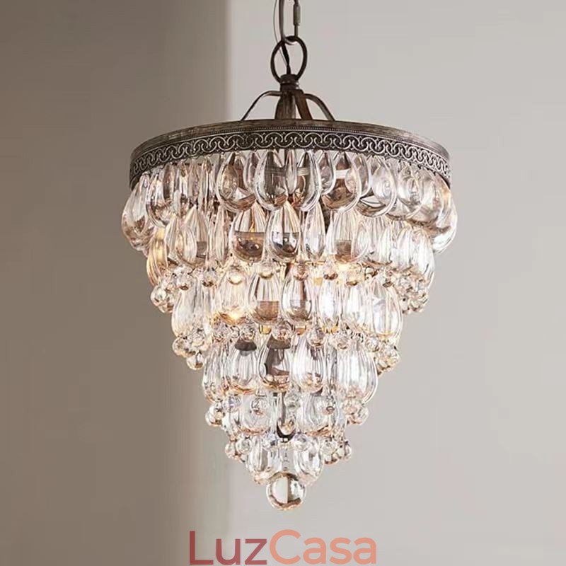 American Crystal Ceiling Light Luz pendente redonda retrô country
