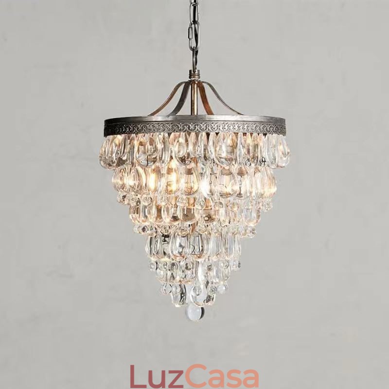 American Crystal Ceiling Light Luz pendente redonda retrô country