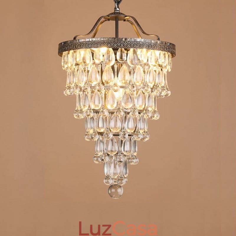 American Crystal Ceiling Light Luz pendente redonda retrô country