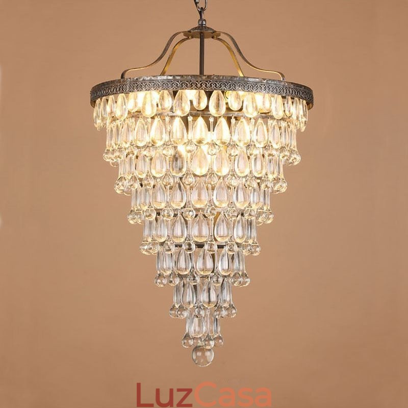 American Crystal Ceiling Light Luz pendente redonda retrô country