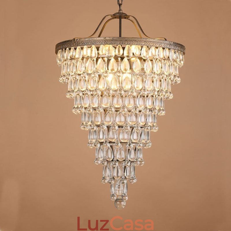 American Crystal Ceiling Light Luz pendente redonda retrô country