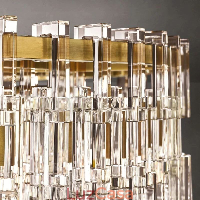 Luminária de teto americana de luxo em cristal, 60 cm