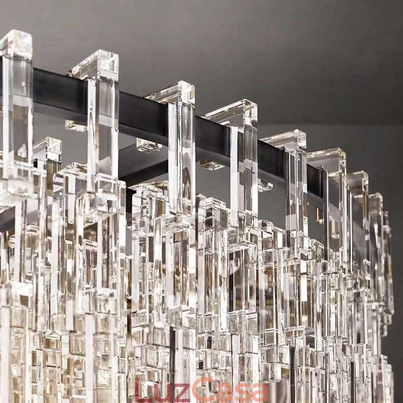 Luminária de teto americana de luxo em cristal, 60 cm