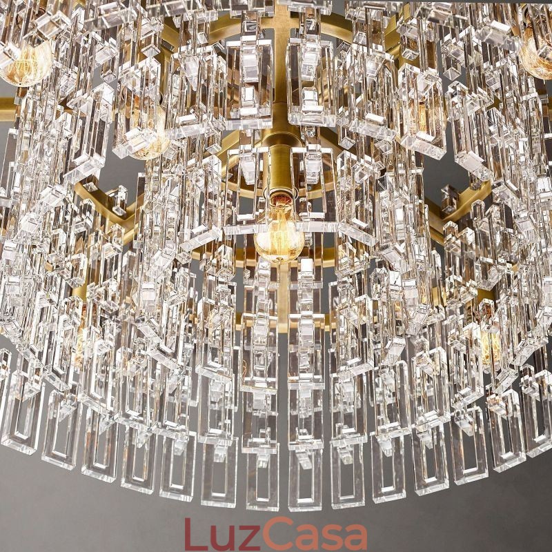Luminária de teto americana de luxo em cristal, 60 cm