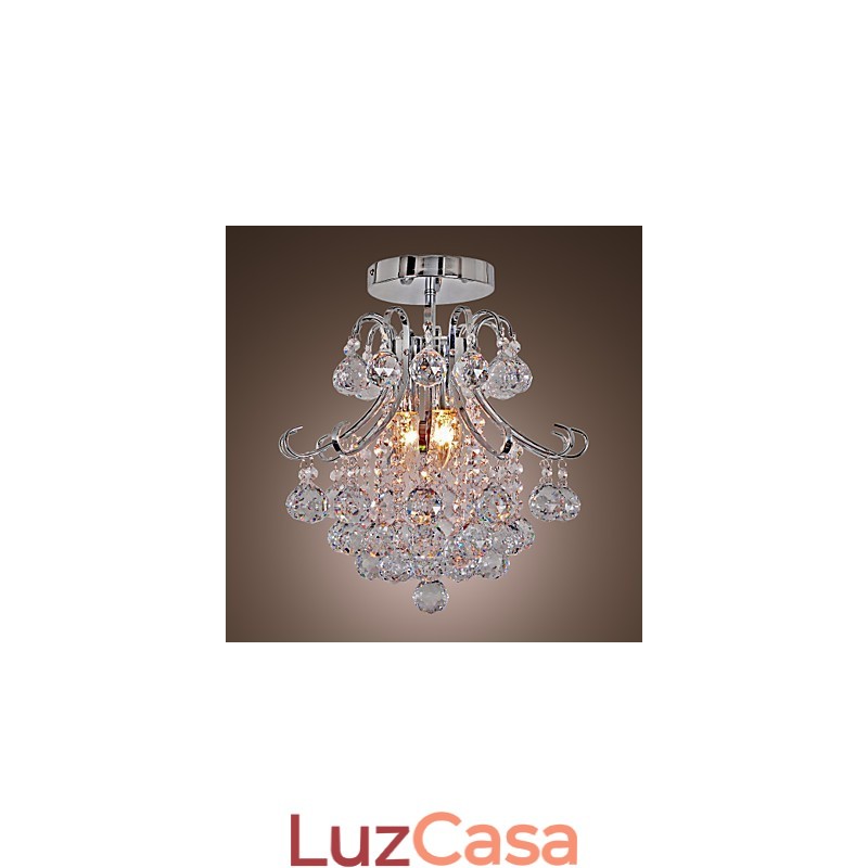 Lustre de cristal moderno contemporâneo estilo mini metal galvanizado montagem embutida