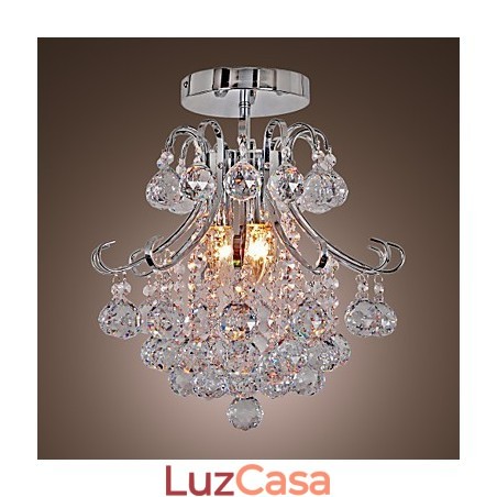 Lustre de cristal moderno contemporâneo estilo mini metal galvanizado montagem embutida