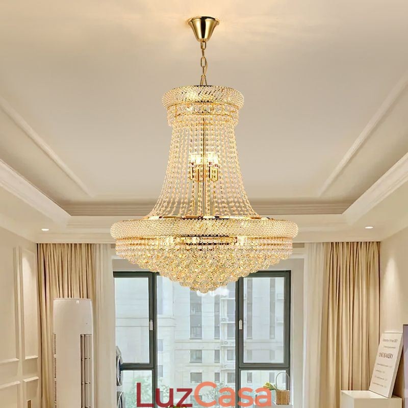 Luminária pendente de cristal moderna, luminária decorativa duplex para teto
