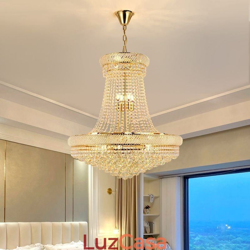 Luminária pendente de cristal moderna, luminária decorativa duplex para teto