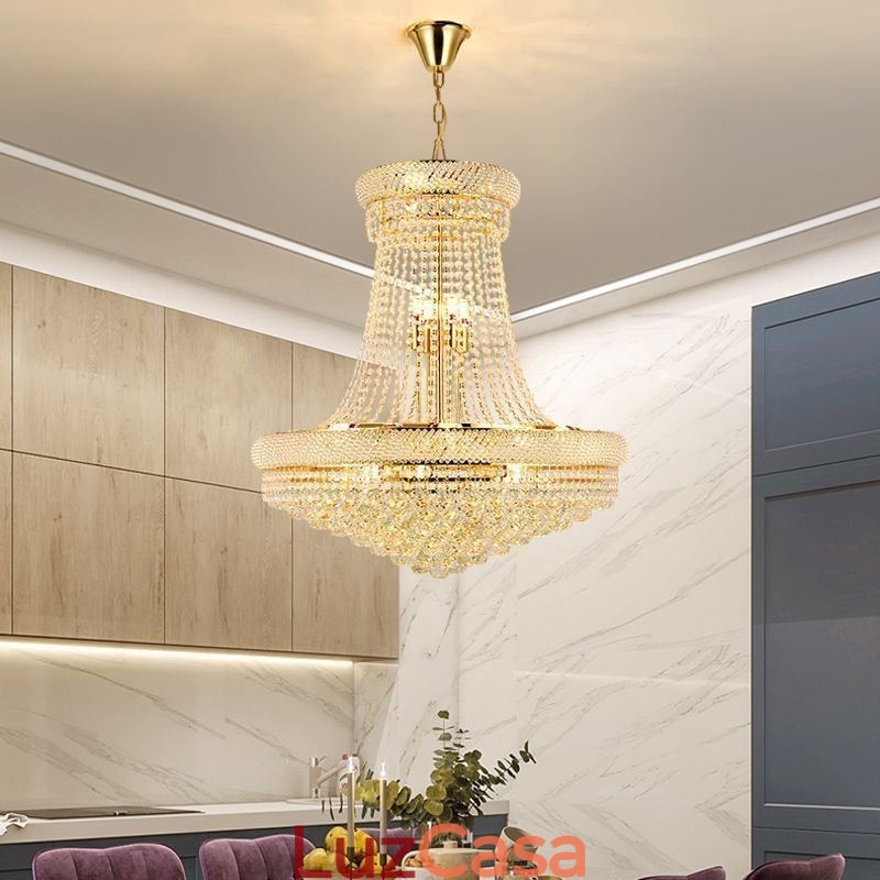 Luminária pendente de cristal moderna, luminária decorativa duplex para teto