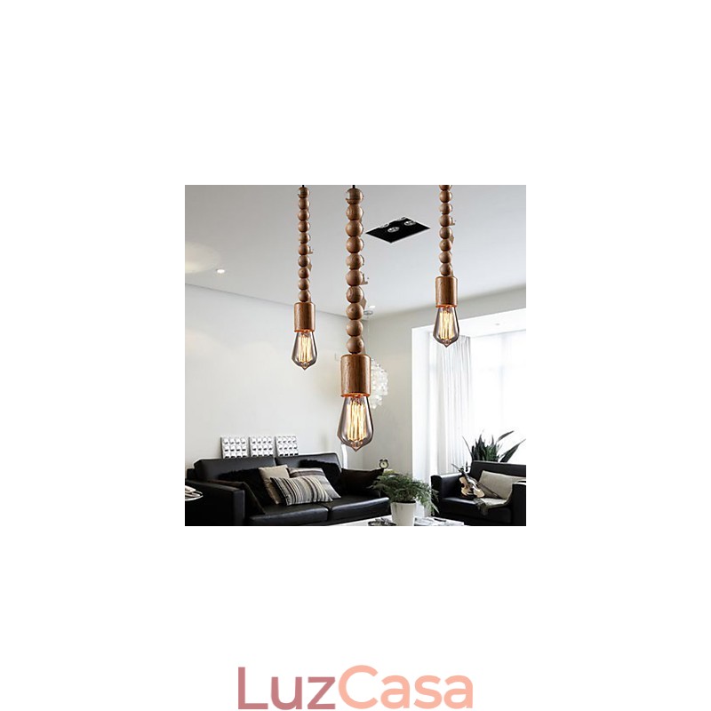 Lustre Mini Estilo Tradicional Clássico Madeira Bambu