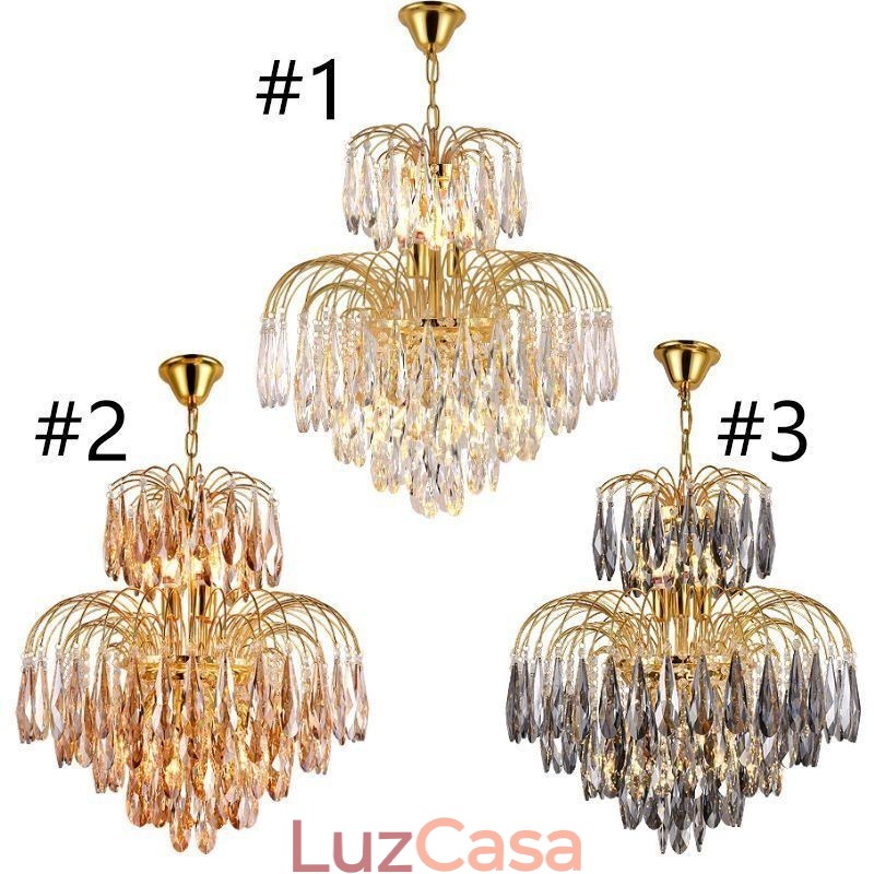 Luminária pendente de cristal contemporânea duplex decorativa para teto