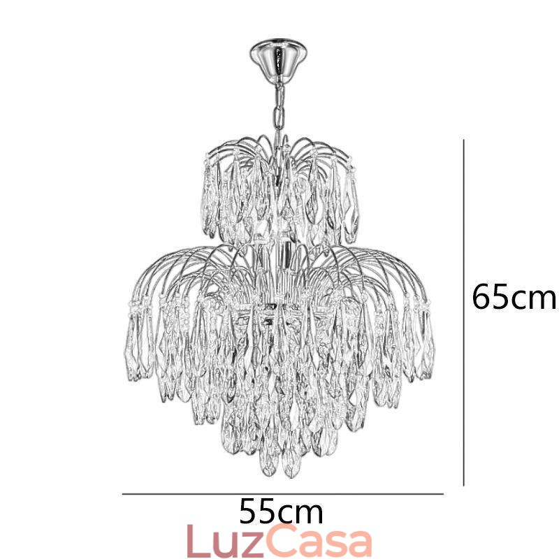 Luminária pendente de cristal contemporânea duplex decorativa para teto