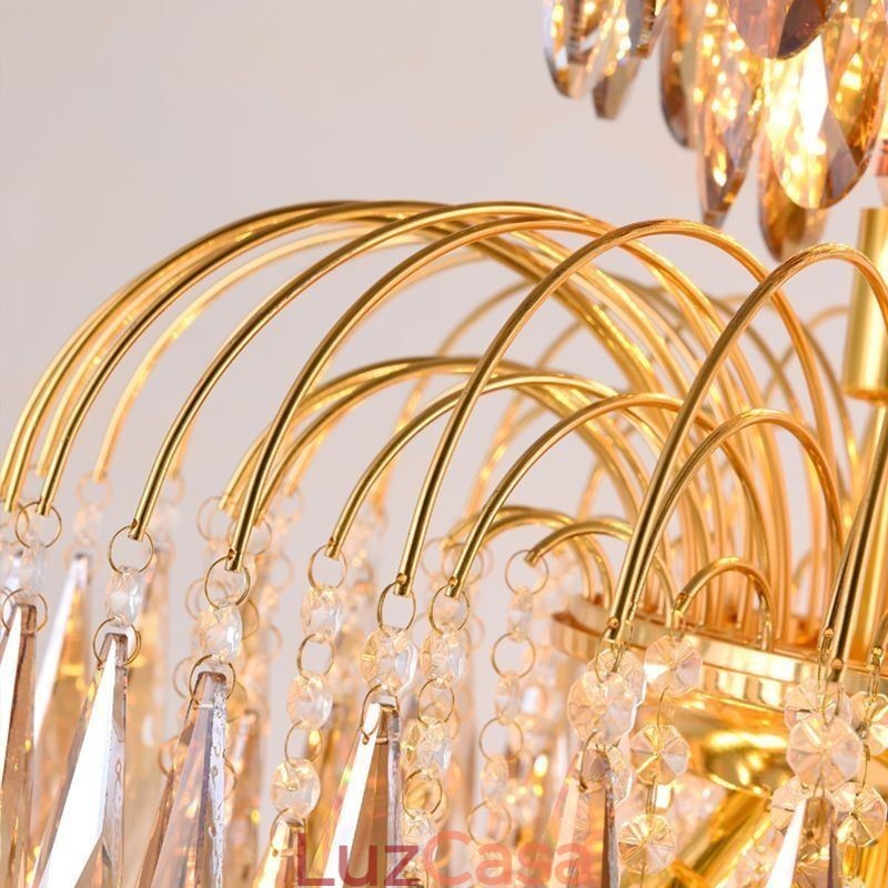 Luminária pendente de cristal contemporânea duplex decorativa para teto