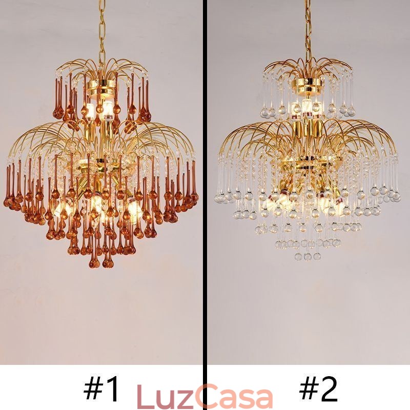 Luminária pendente de cristal elegante luz de teto decorativa duplex