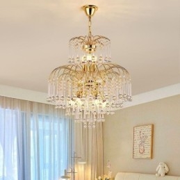 Luminária pendente de cristal elegante luz de teto decorativa duplex