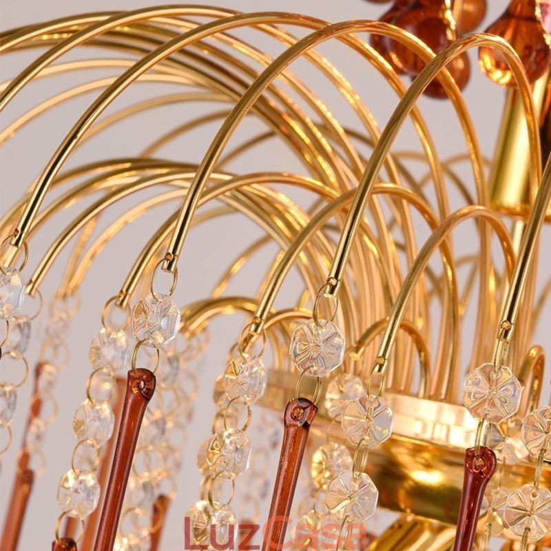 Luminária pendente de cristal elegante luz de teto decorativa duplex