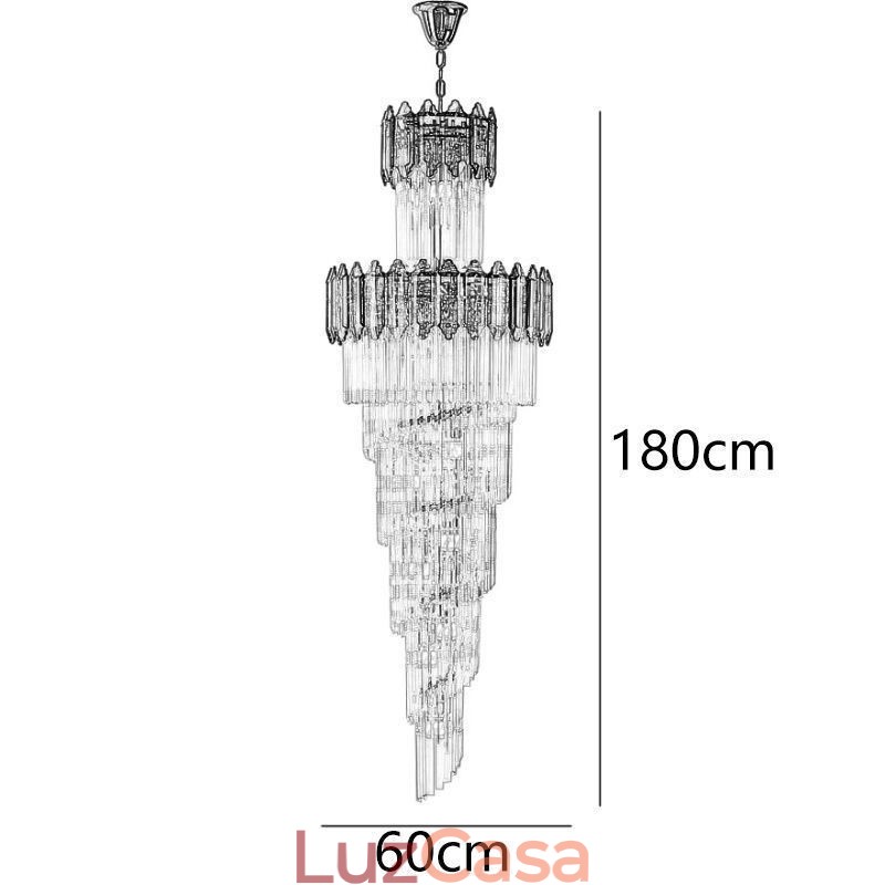 Luminária pendente de cristal cônica, luminária de teto decorativa duplex de luxo