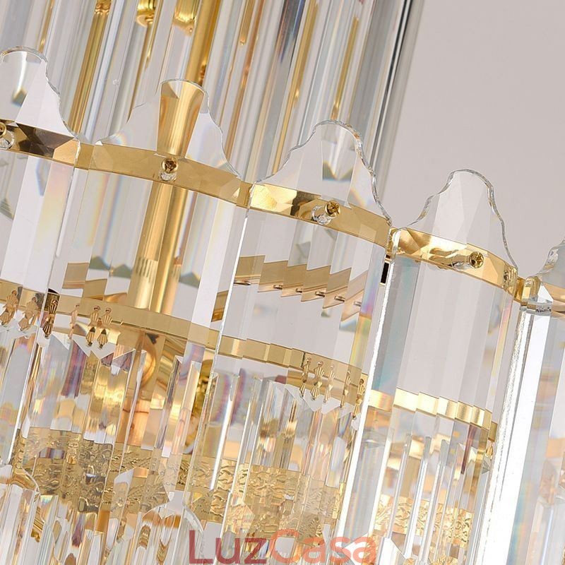 Luminária pendente de cristal cônica, luminária de teto decorativa duplex de luxo