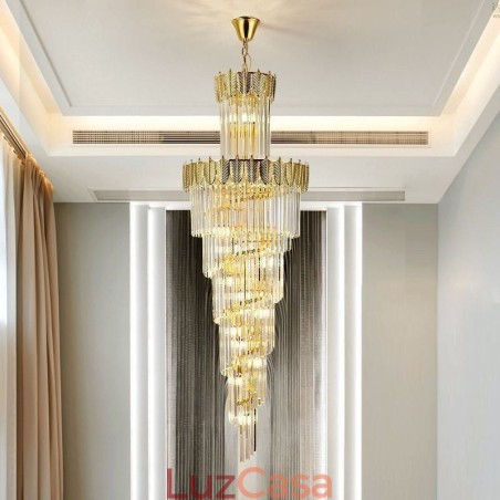 Luminária pendente de cristal cônica Duplex Luminária de teto decorativa Luminária pendente de cristal cônica Duplex Luminária de teto decorativa
