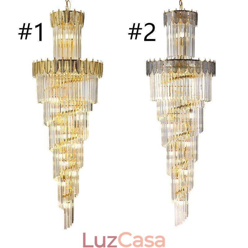 Luminária pendente de cristal cônica Duplex Luminária de teto decorativa