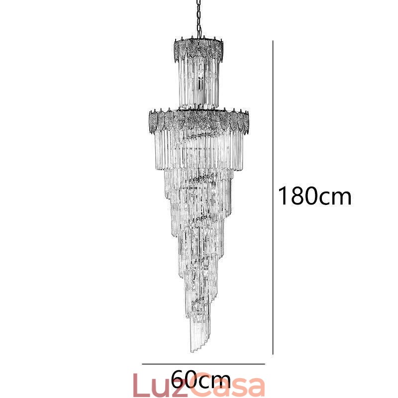 Luminária pendente de cristal cônica Duplex Luminária de teto decorativa
