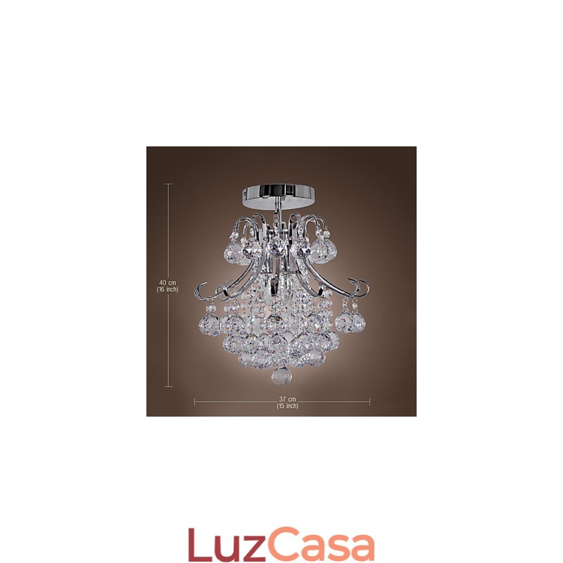 Lustre de cristal moderno contemporâneo estilo mini metal galvanizado montagem embutida