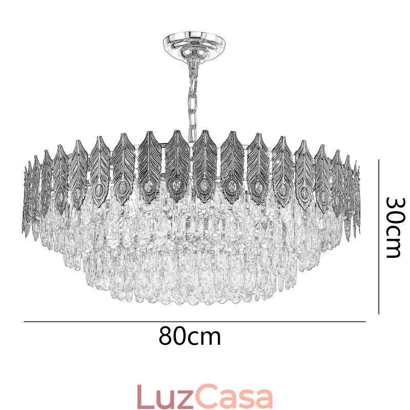 Pendente de Cristal Pena Dourada Duplex Luminária Decorativa de Teto