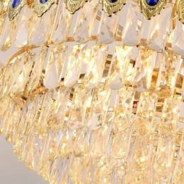 Pendente de Cristal Pena Dourada Duplex Luminária Decorativa de Teto