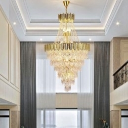 Luminária pendente de cristal cônico Luminária de teto decorativa duplex atraente