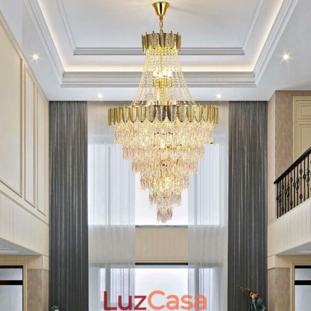 Luminária pendente de cristal cônico Luminária de teto decorativa duplex atraente Luminária pendente de cristal cônico Luminária de teto decorativa duplex atraente