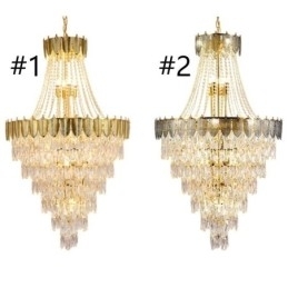 Luminária pendente de cristal cônico Luminária de teto decorativa duplex atraente