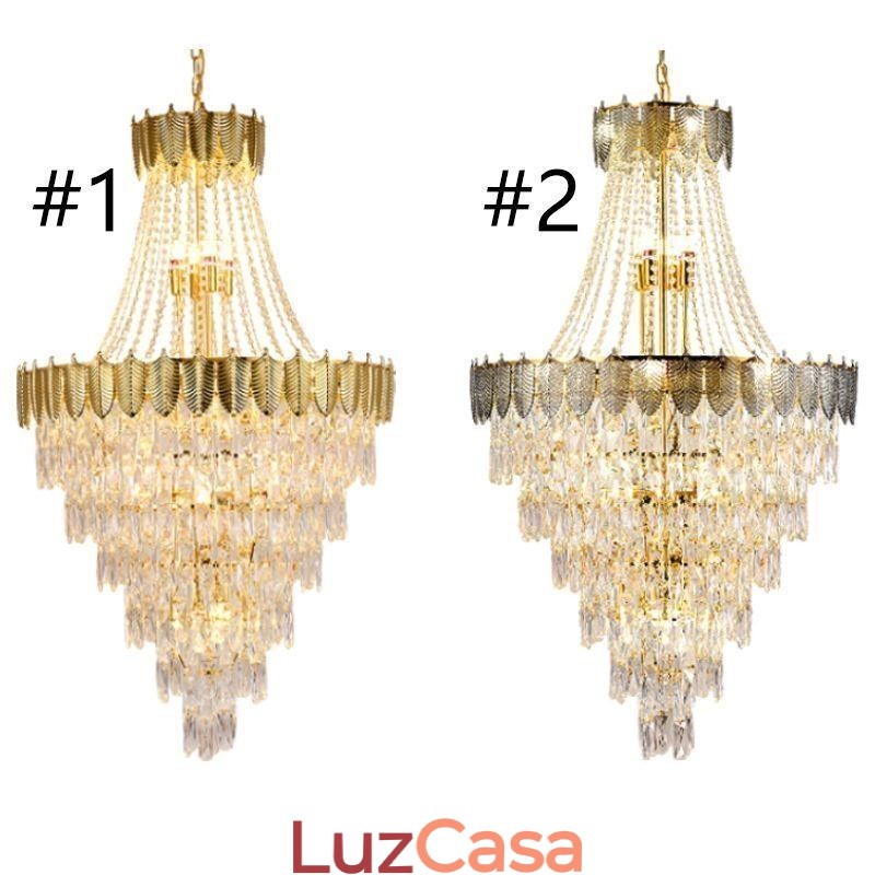 Luminária pendente de cristal cônico Luminária de teto decorativa duplex atraente