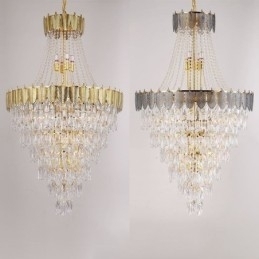 Luminária pendente de cristal cônico Luminária de teto decorativa duplex atraente