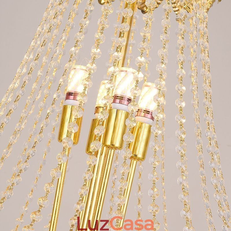 Luminária pendente de cristal cônico Luminária de teto decorativa duplex atraente