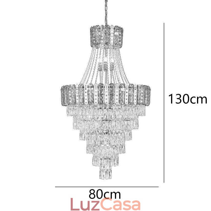 Luminária pendente de cristal cônico Luminária de teto decorativa duplex requintada