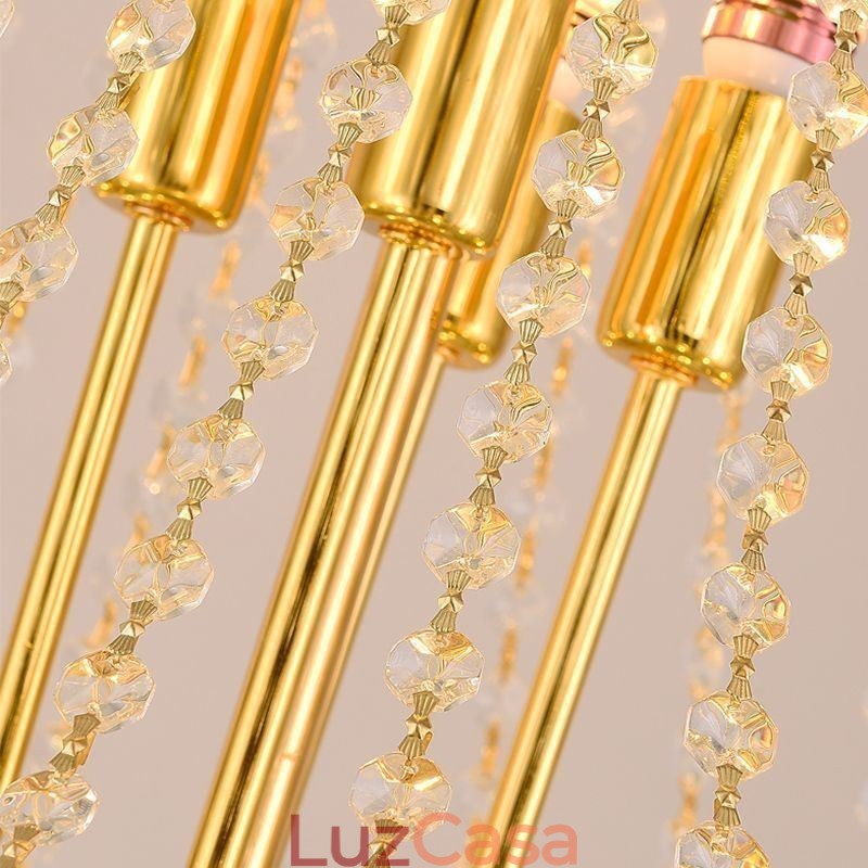 Luminária pendente de cristal cônico Luminária de teto decorativa duplex requintada
