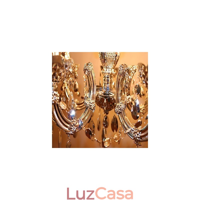 Lustre moderno estilo cristal acrílico prateado com 5 luzes